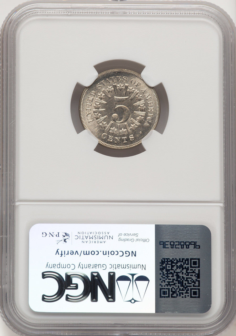 1866 5C RAYS Shield Nickel NGC MS66