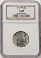 1909-O 25C Barber Quarter NGC MS65