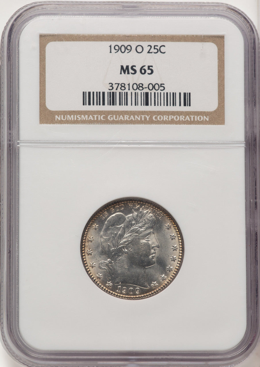 1909-O 25C Barber Quarter NGC MS65