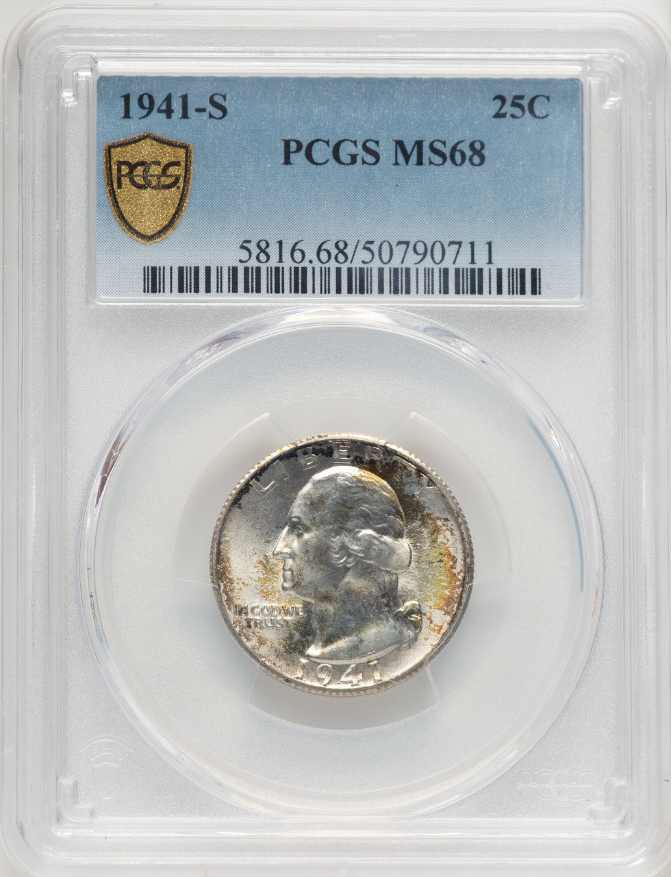 1941-S 25C Washington Quarter PCGS MS68