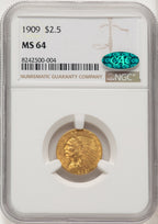 1909 $2.50 CAC Indian Quarter Eagle NGC MS64 (774262011)
