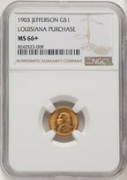1903 G$1 JEFF Commemorative Gold NGC MS66+