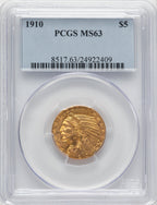 1910 $5 Indian Half Eagle PCGS MS63 (776091001)