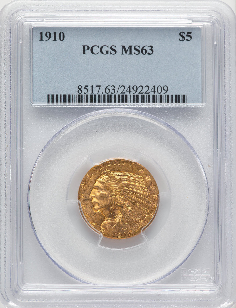 1910 $5 Indian Half Eagle PCGS MS63 (776091001)