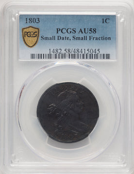 1803 Small Date Small Fraction BN Large Cent PCGS AU58
