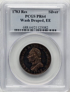 1783 Washington & Independence Cent Draped Bust No Button Silver Restrike Colonials PCGS MS64