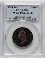 1783 Washington & Independence Cent Draped Bust No Button Silver Restrike Colonials PCGS MS64