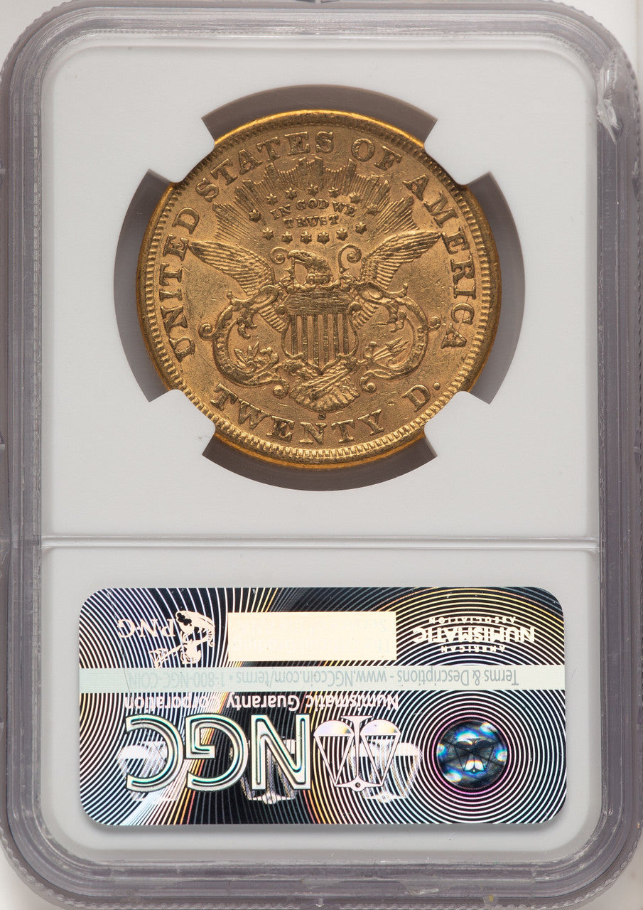 1869-S $20 CAC Brown Label Liberty Double Eagle NGC AU55