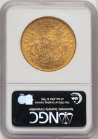 1867-S $20 Brown Label Liberty Double Eagle NGC AU55