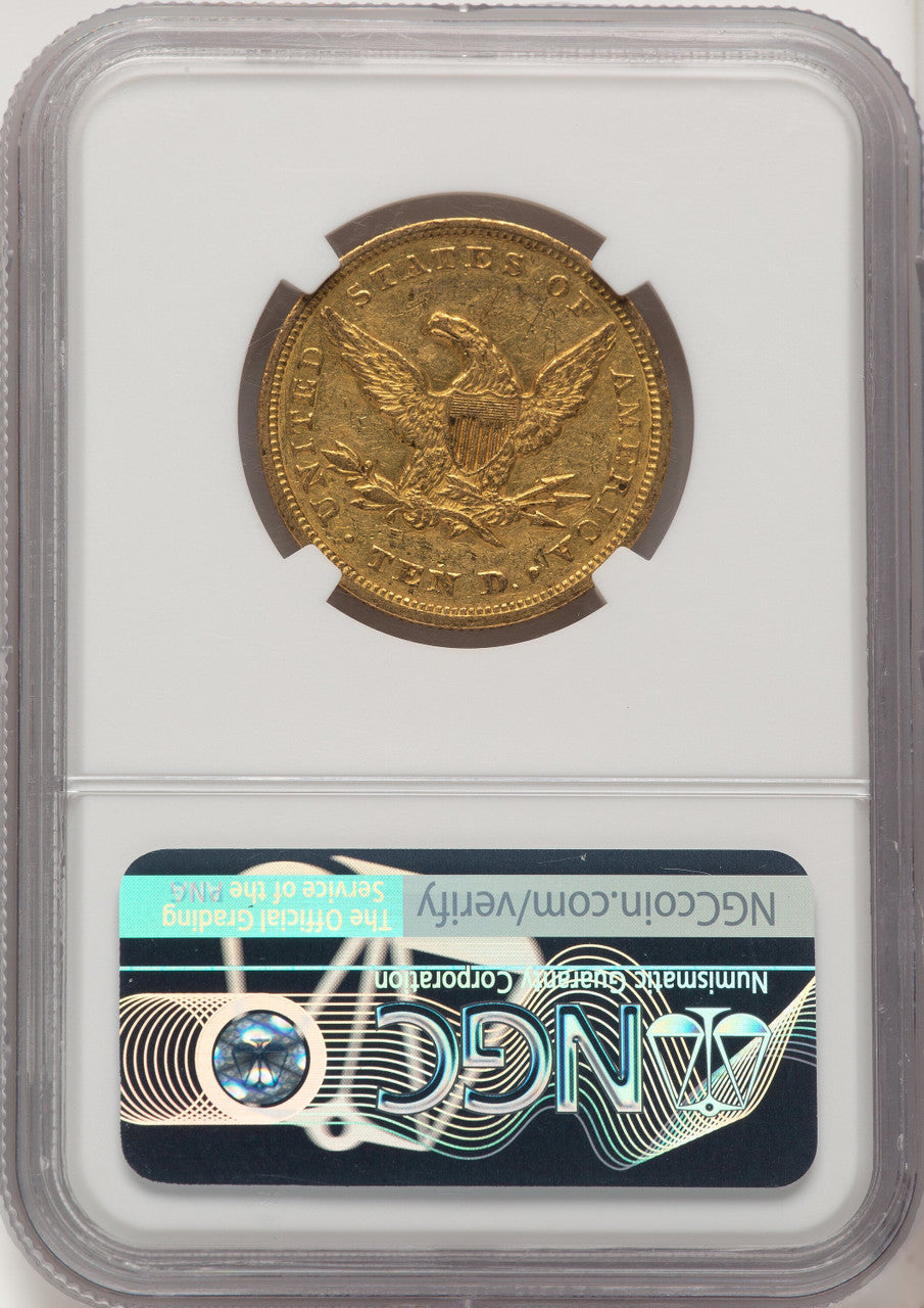 1850 $10 Large Date Brown Label Liberty Eagle NGC AU53
