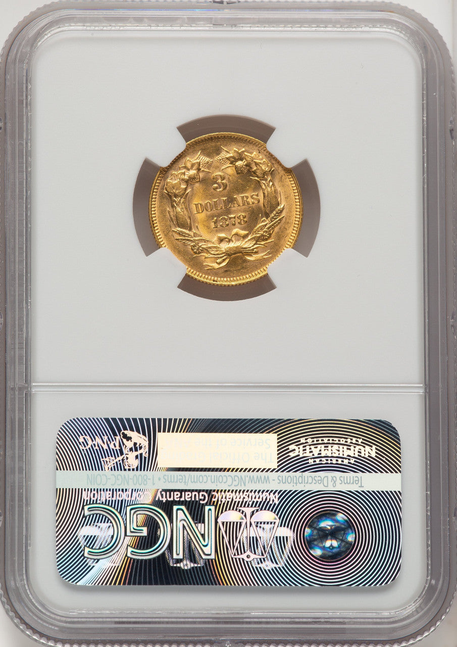 1878 $3 Brown Label Three Dollar Gold Pieces NGC MS61