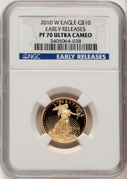 2010-W $10 Quarter-Ounce Gold Eagle First Strike ER Blue NGC PF70 (520203117)