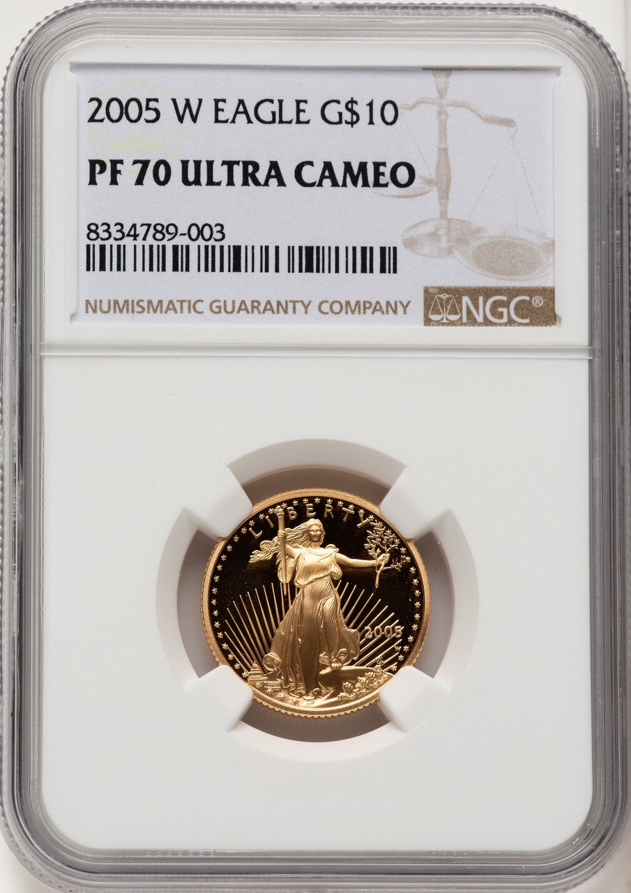 2005-W $10 Quarter-Ounce Gold Eagle Brown Label NGC PF70 (773775003)