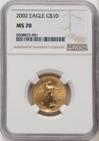 2002 $10 Quarter-Ounce Gold Eagle Brown Label NGC MS70