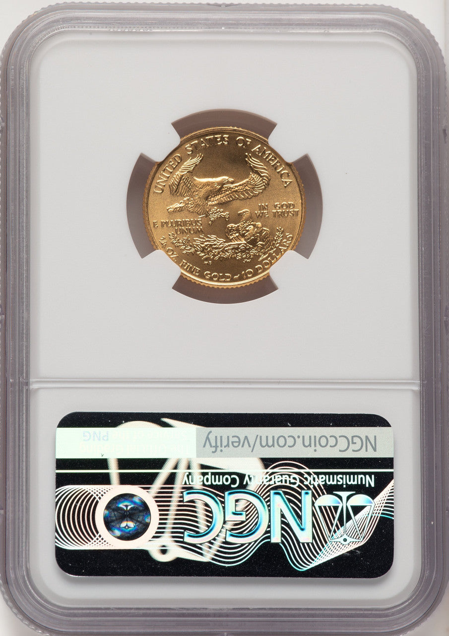 2002 $10 Quarter-Ounce Gold Eagle Brown Label NGC MS70