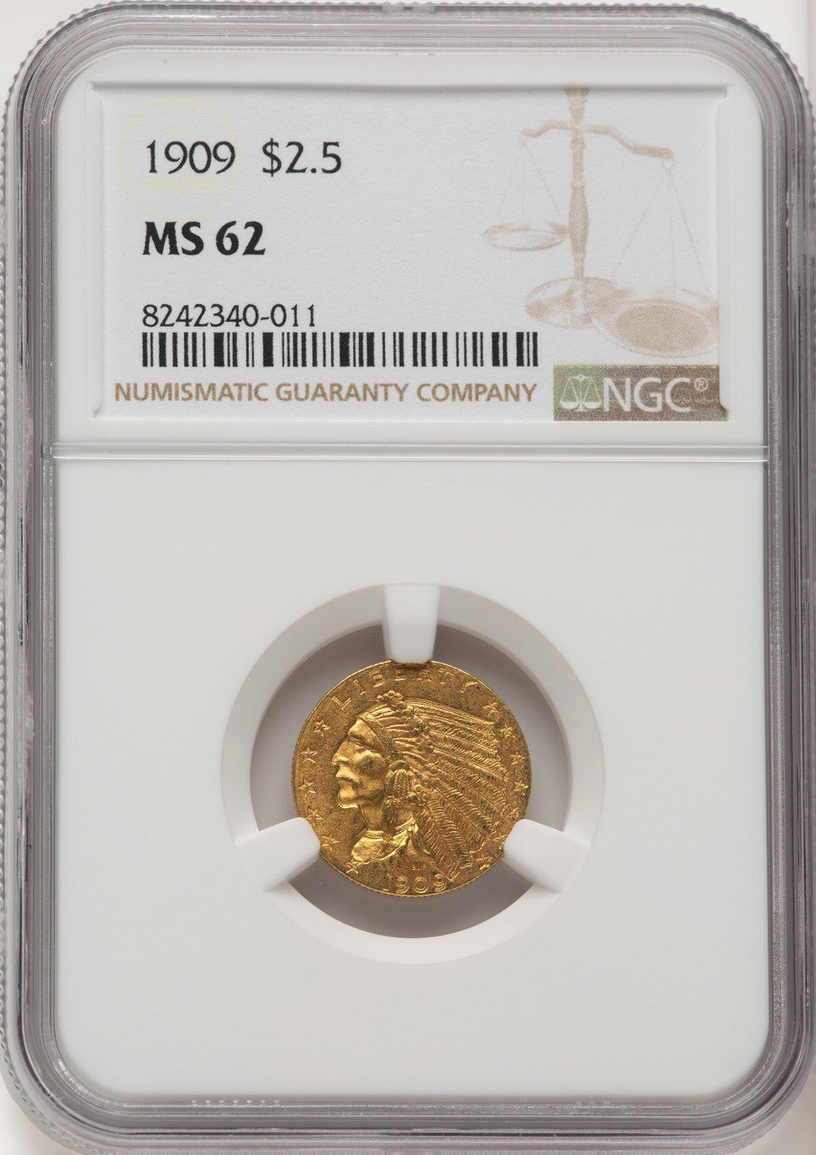 1909 $2.50 Indian Quarter Eagle NGC MS62 (520369050)