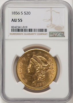 1856-S $20 Liberty Double Eagle NGC AU55