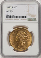 1856-S $20 Liberty Double Eagle NGC AU55