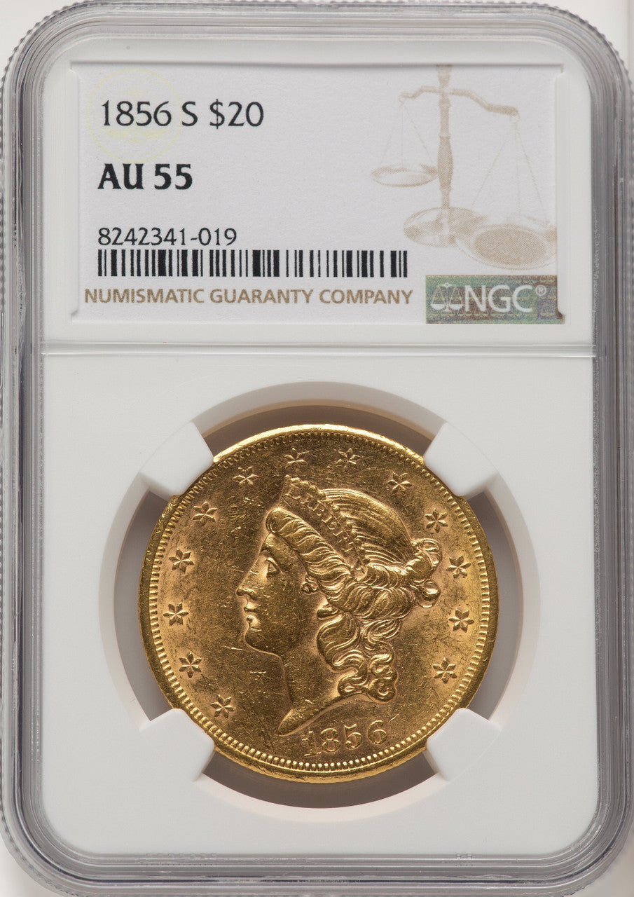 1856-S $20 Liberty Double Eagle NGC AU55