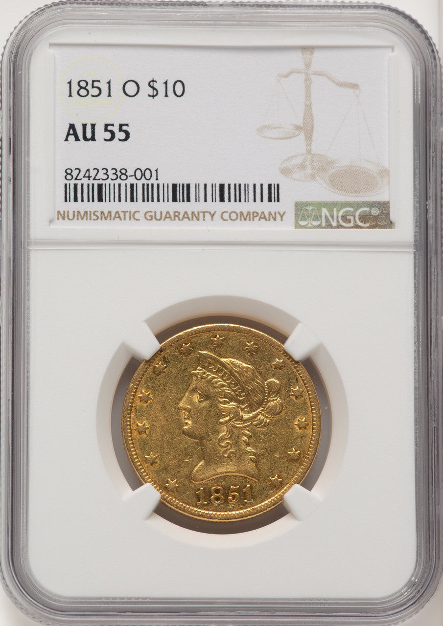 1851-O $10 Liberty Eagle NGC AU55