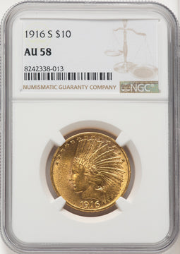 1916-S $10 Indian Eagle NGC AU58 (506912001)