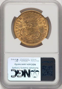 1866 $20 Liberty Double Eagle NGC AU55