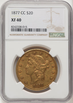 1877-CC $20 Liberty Double Eagle NGC XF40