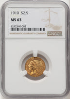 1910 $2.50 Indian Quarter Eagle NGC MS63 (507051042)