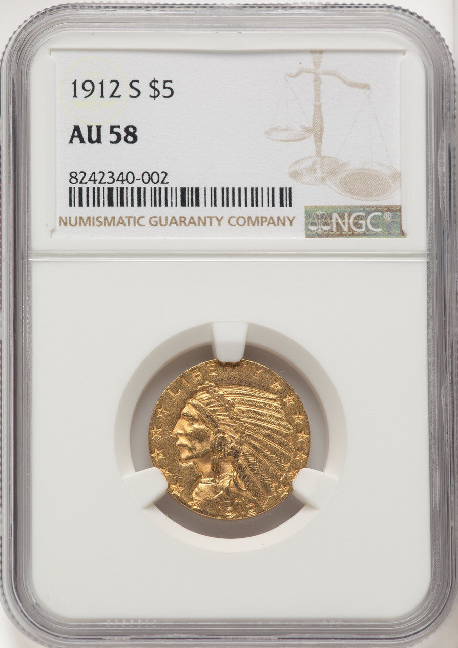 1912-S $5 Indian Half Eagle NGC AU58 (774318018)