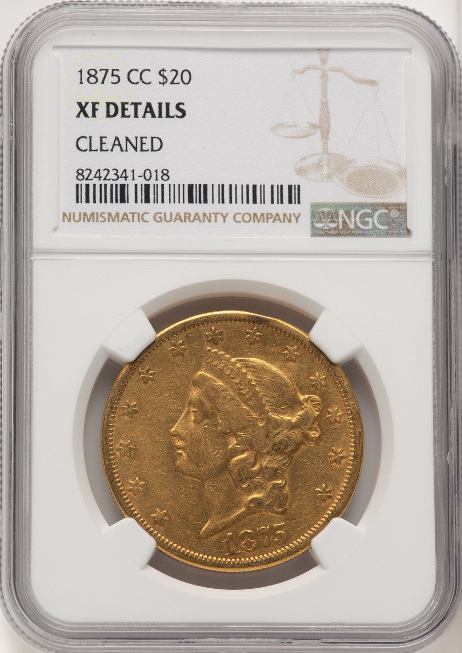 1875-CC $20 Liberty Double Eagle Details NGC XF40