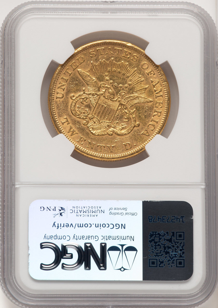 1854 $20 Small Date Liberty Double Eagle Details NGC AU50