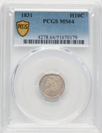 1831 H10C Bust Half Dime PCGS MS64