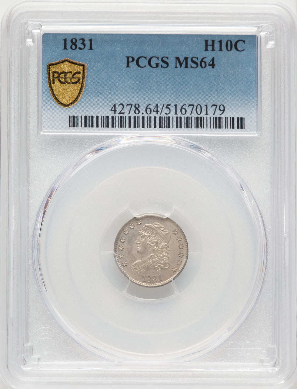 1831 H10C Bust Half Dime PCGS MS64