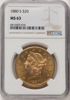 1880-S $20 Liberty Double Eagle NGC MS63
