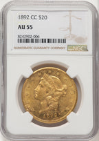 1892-CC $20 Liberty Double Eagle NGC AU55 (775858041)