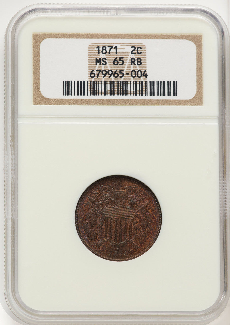 1871 2C RB Two Cent Pieces NGC MS65