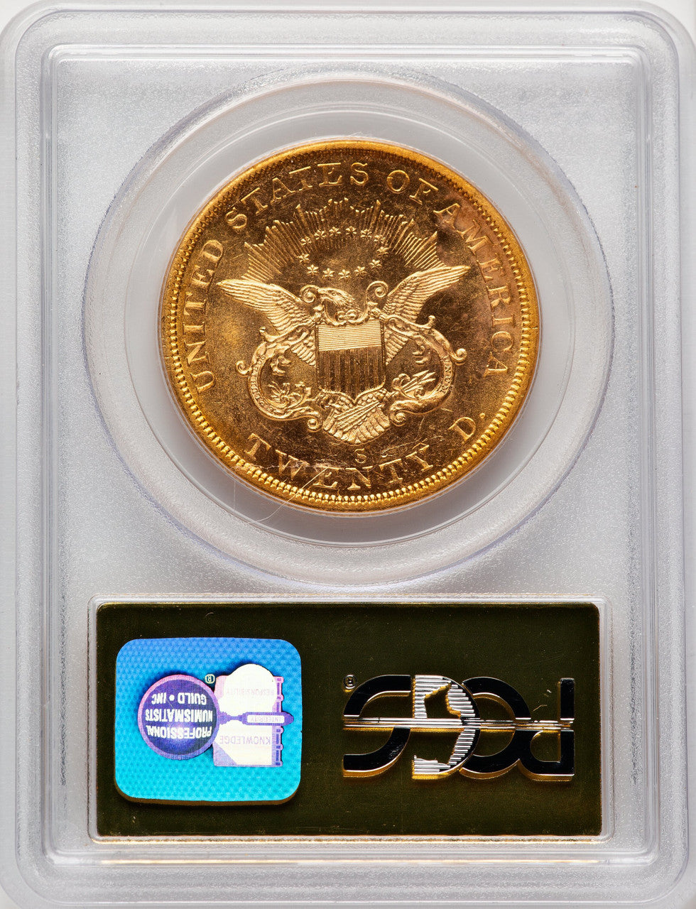 1857-S $20 NoSerRt S Liberty Double Eagle PCGS MS62 (776083022)