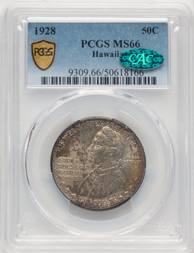 1928 50C Hawaiian CAC Commemorative Silver PCGS MS66 (776083014)