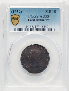 Lord Baltimore Shilling Colonials PCGS AU55 (776083001)