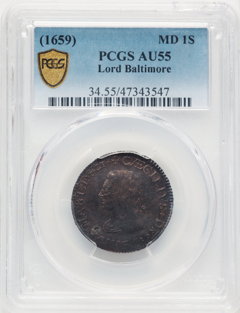 Lord Baltimore Shilling Colonials PCGS AU55 (776083001)