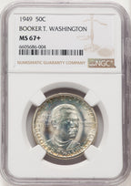 1949 50C Booker T. Washington Commemorative Silver NGC MS67+