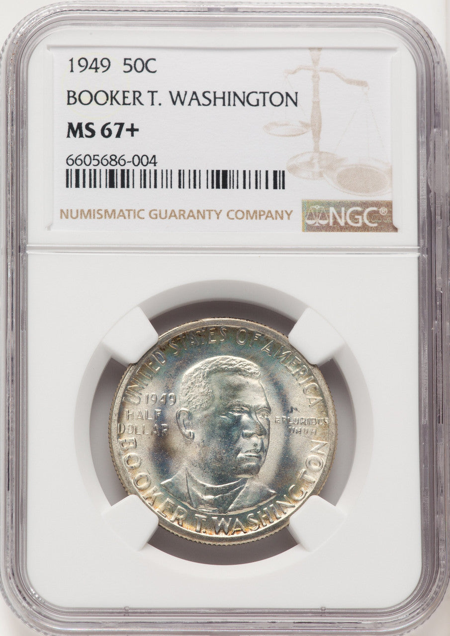 1949 50C Booker T. Washington Commemorative Silver NGC MS67+