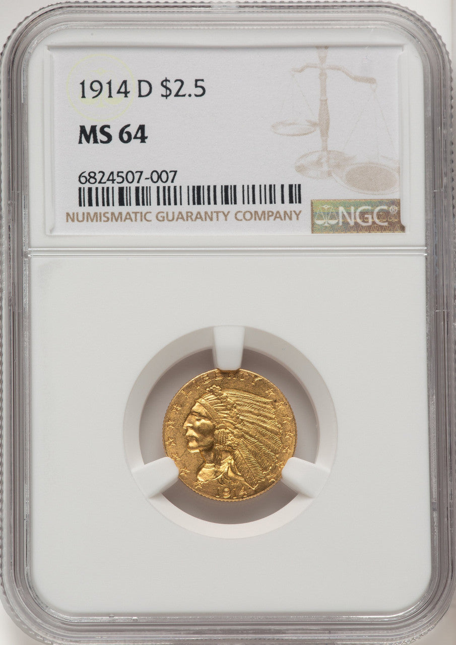 1914-D $2.50 Indian Quarter Eagle NGC MS64 (775229012)