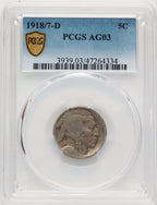 1918/7-D 5C Buffalo Nickel PCGS AG03