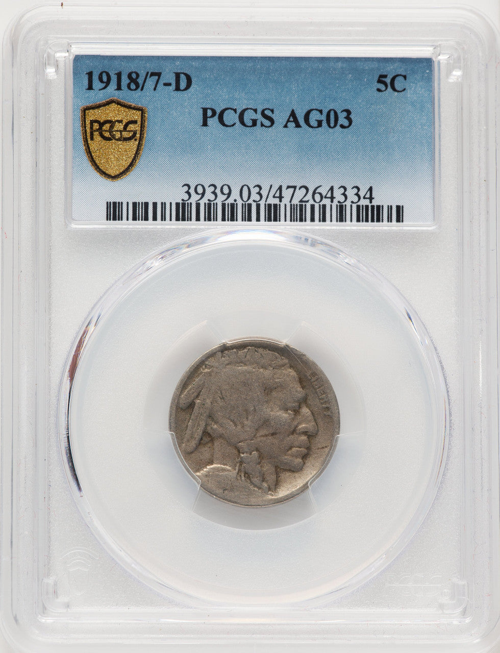 1918/7-D 5C Buffalo Nickel PCGS AG03