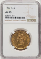 1857 $10 Liberty Eagle NGC AU55 (776083018)