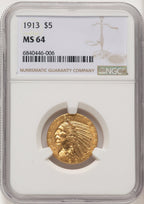 1913 $5 Indian Half Eagle NGC MS64 (776083017)