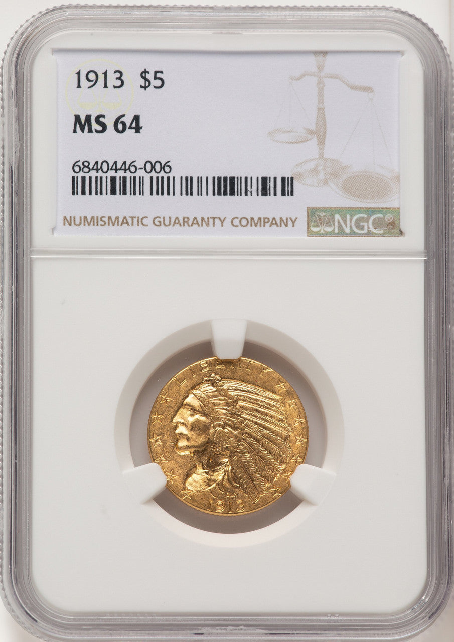 1913 $5 Indian Half Eagle NGC MS64 (776083017)