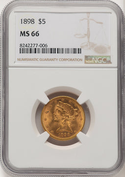 1898 $5 Liberty Half Eagle NGC MS66