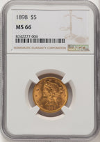 1898 $5 Liberty Half Eagle NGC MS66